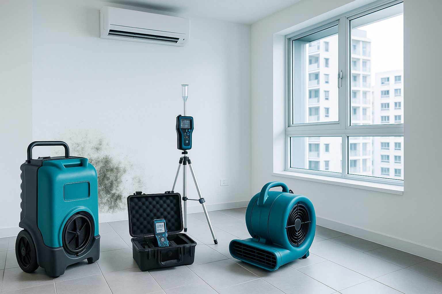 Professional mould remediation team at work